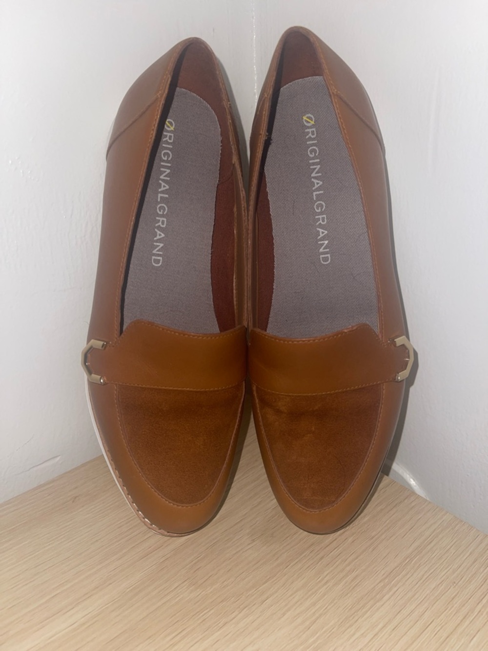 Cole Haan Cognac Brown Leather & Suede Loafers